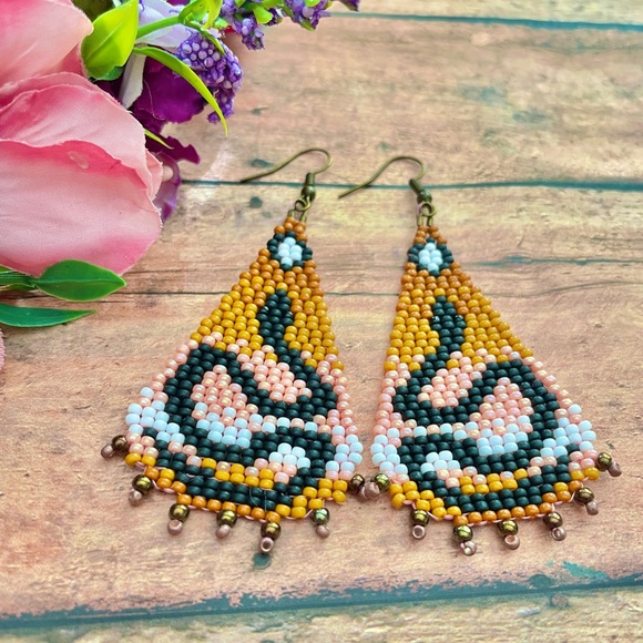 Handcrafted Beaded Earrings - Picture 4 of 5